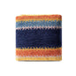18" Blue And Orange Polyester Blend Striped Pouf Ottoman