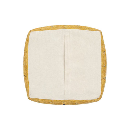 18" Yellow Abstract Pouf Ottoman