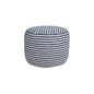 18" Blue and White Cotton Striped Cylinder Pouf Ottoman