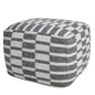 18" Gray Cotton Geometric Pouf Ottoman