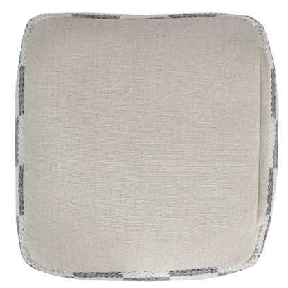 18" Gray Cotton Geometric Pouf Ottoman