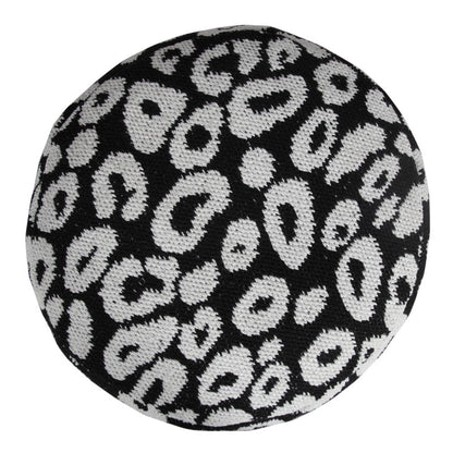 18" Black Cylinder Abstract Pouf Ottoman