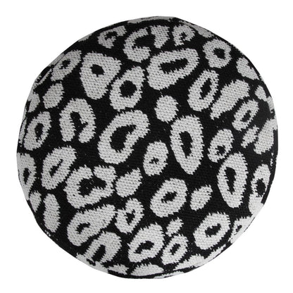 18" Black Abstract Cylinder Pouf Ottoman