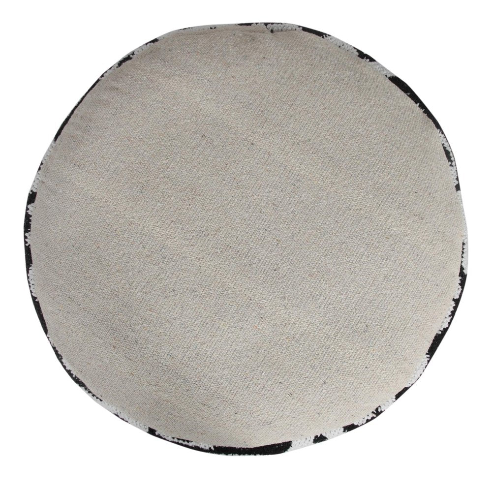 18" Black Abstract Cylinder Pouf Ottoman