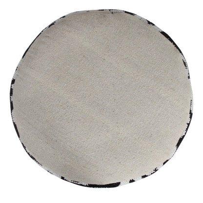 18" Black Abstract Cylinder Pouf Ottoman