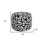 18" Black Abstract Cylinder Pouf Ottoman