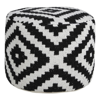 18" Black Cylinder Geometric Pouf Ottoman