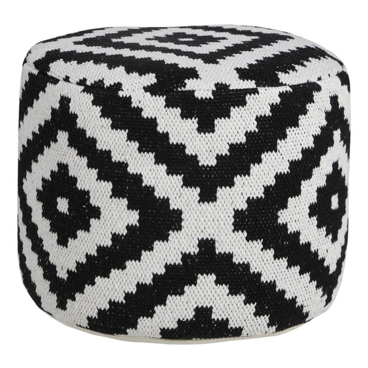 18" Black Cylinder Geometric Pouf Ottoman