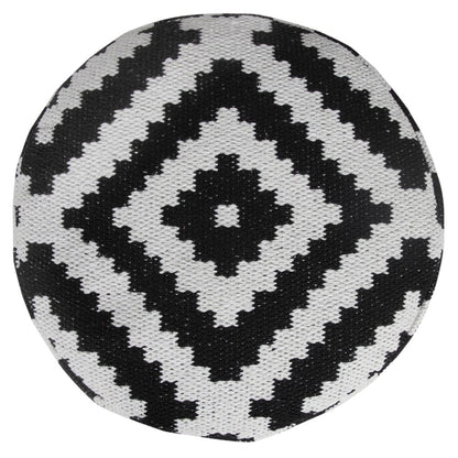 18" Black Cylinder Geometric Pouf Ottoman