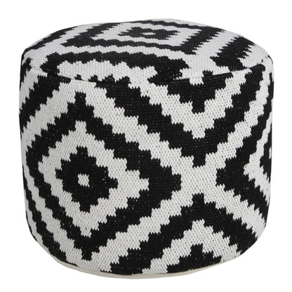 18" Black Cylinder Geometric Pouf Ottoman