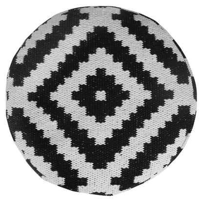 18" Black Geometric Cylinder Pouf Ottoman