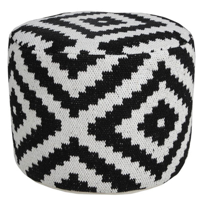 18" Black Cylinder Geometric Pouf Ottoman