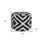 18" Black Geometric Cylinder Pouf Ottoman