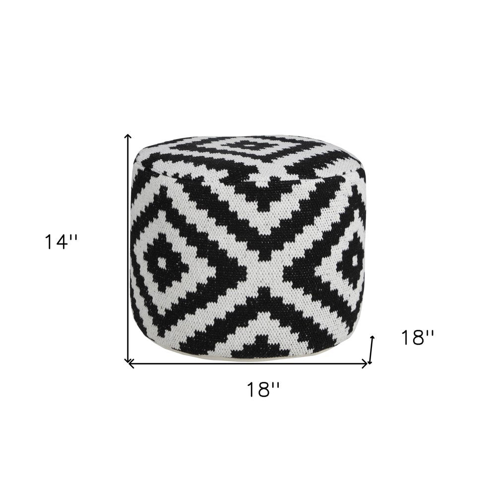 18" Black Cylinder Geometric Pouf Ottoman