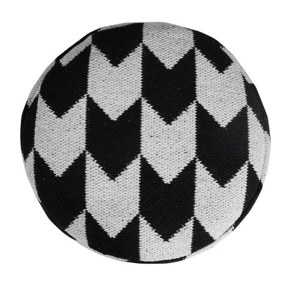 18" Black Cylinder Chevron Pouf Ottoman