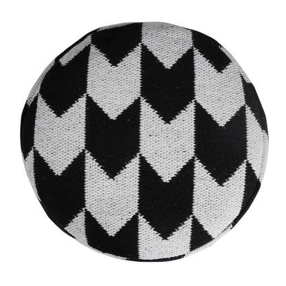 18" Black Chevron Cylinder Pouf Ottoman
