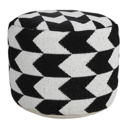 18" Black Cylinder Chevron Pouf Ottoman