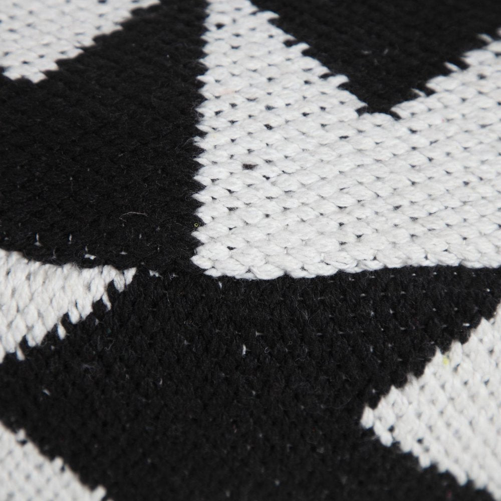 18" Black Chevron Cylinder Pouf Ottoman