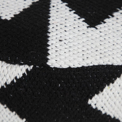 18" Black Chevron Cylinder Pouf Ottoman