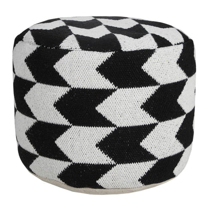 18" Black Chevron Cylinder Pouf Ottoman