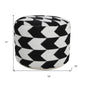 18" Black Chevron Cylinder Pouf Ottoman