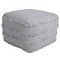 18" Gray Cotton Striped Pouf Ottoman