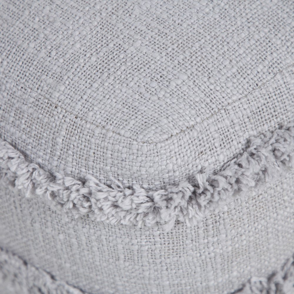 18" Gray Cotton Striped Pouf Ottoman