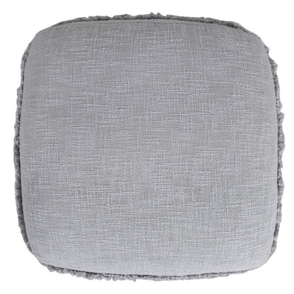 18" Cream Cotton Tufted Striped Cube Pouf Ottoman