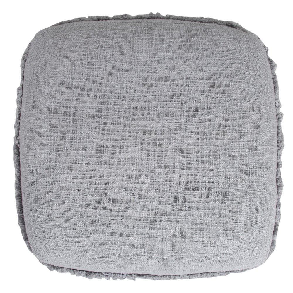 18" Gray Cotton Striped Pouf Ottoman