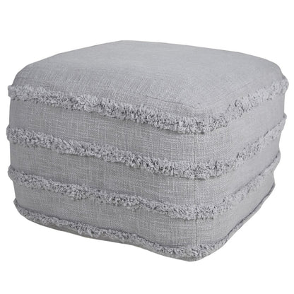 18" Blue Cotton Striped Pouf Ottoman