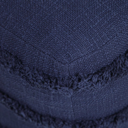 18" Blue Cotton Striped Pouf Ottoman