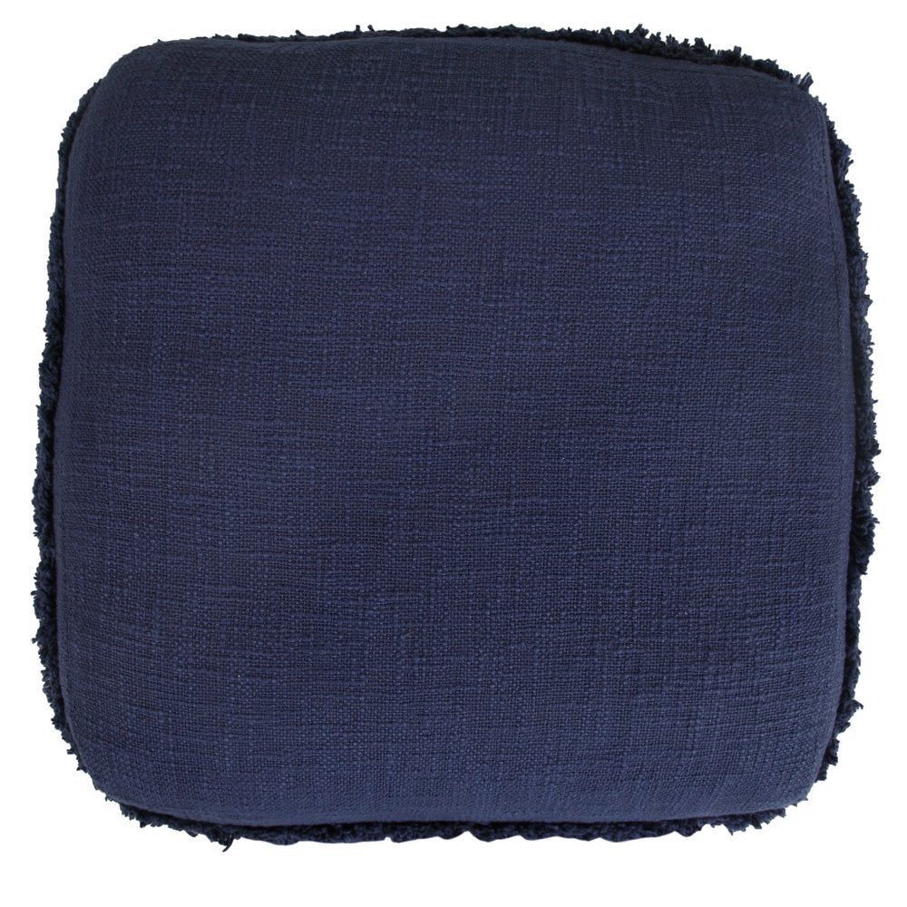 18" Gray Cotton Striped Pouf Ottoman