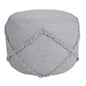 18" Gray Cotton Cylinder Geometric Pouf Ottoman