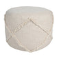 18" Brown Cotton Cylinder Geometric Pouf Ottoman