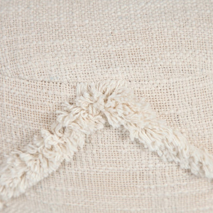 18" Gray Cotton Cylinder Geometric Pouf Ottoman