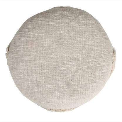 18" Brown Cotton Cylinder Geometric Pouf Ottoman