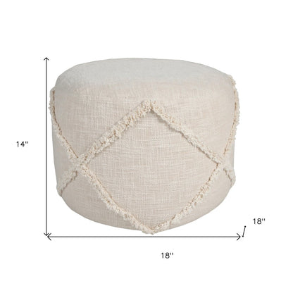 18" Brown Cotton Cylinder Geometric Pouf Ottoman