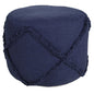 18" Brown Cotton Cylinder Geometric Pouf Ottoman