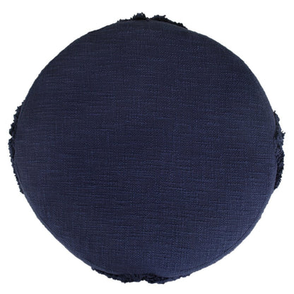 18" Brown Cotton Cylinder Geometric Pouf Ottoman