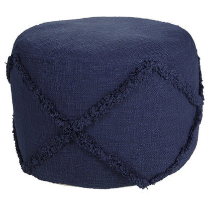 18" Brown Cotton Cylinder Geometric Pouf Ottoman