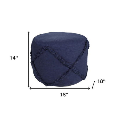 18" Brown Cotton Cylinder Geometric Pouf Ottoman