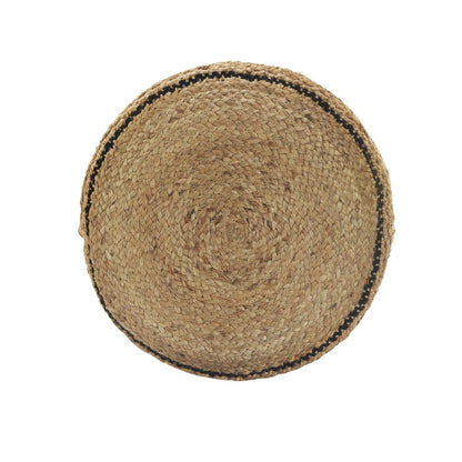 18" Tan Geometric Pouf Ottoman