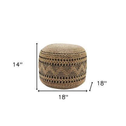 18" Tan Geometric Pouf Ottoman