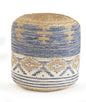 18" Blue Cylinder Geometric Pouf Ottoman