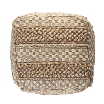 18" Tan Striped Pouf Ottoman