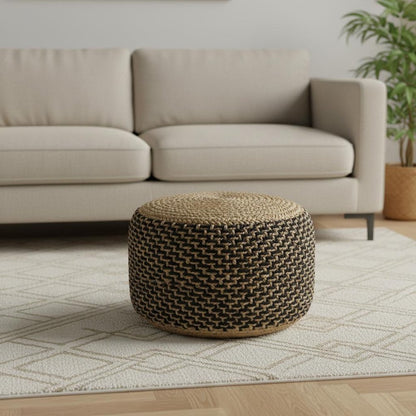 18" Tan Jute Ottoman