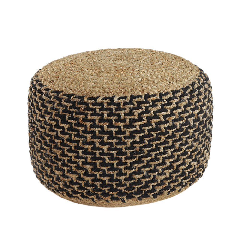 18" Tan Jute Ottoman