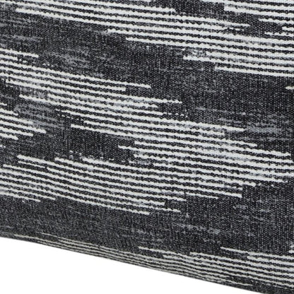 18" Gray Cotton Striped Pouf Ottoman