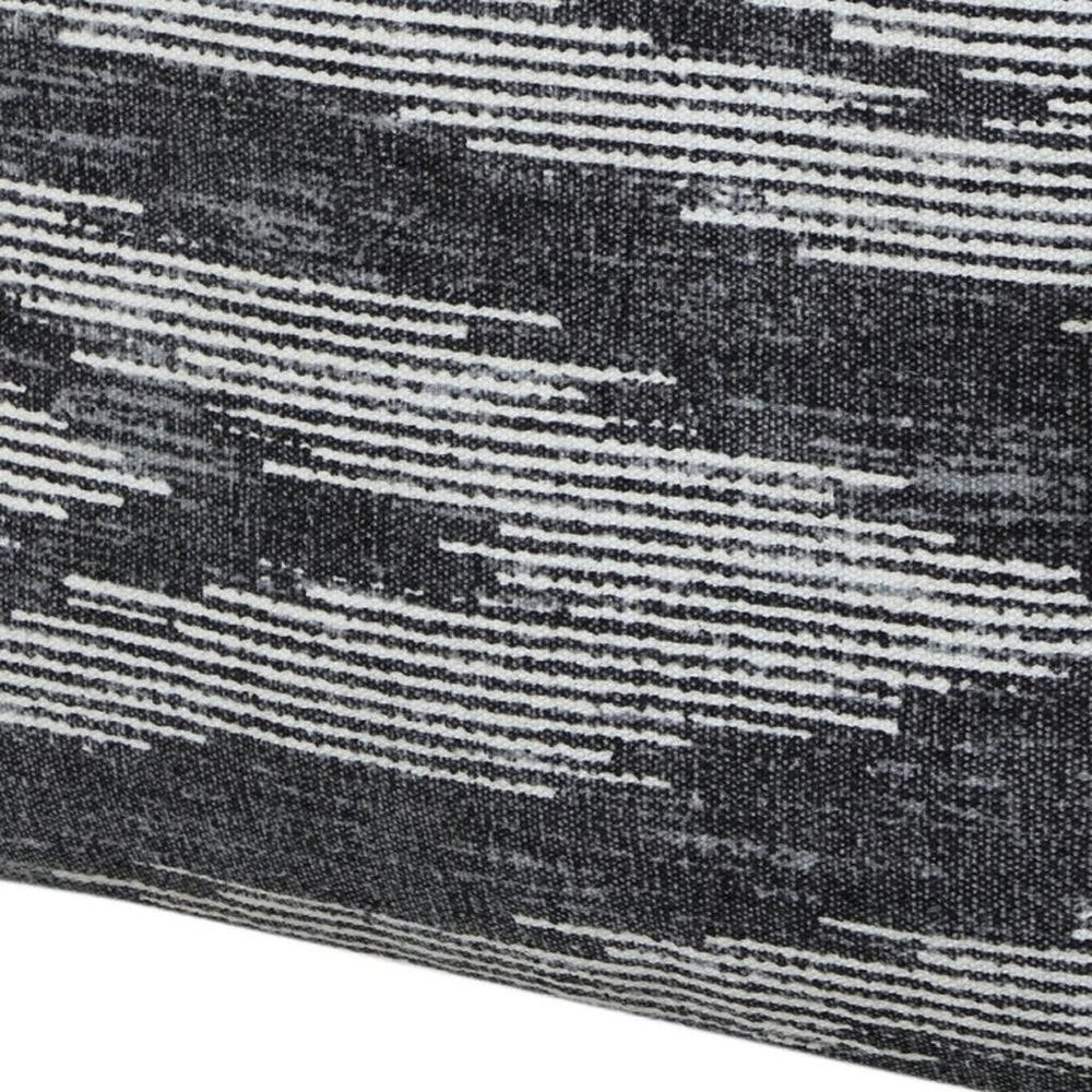 18" Gray Cotton Striped Pouf Ottoman