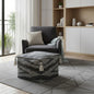 18" Gray Cotton Striped Pouf Ottoman